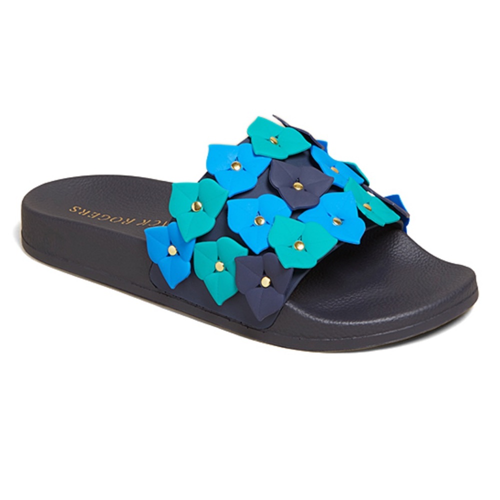 Jack Rogers Midnight and Turquoise Floral Slide